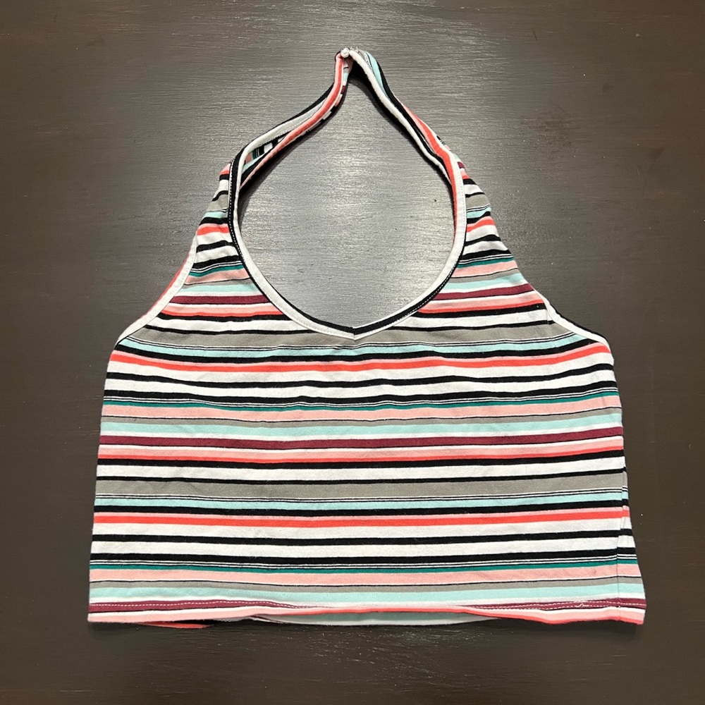 Multi-Colored Striped Halter Top
